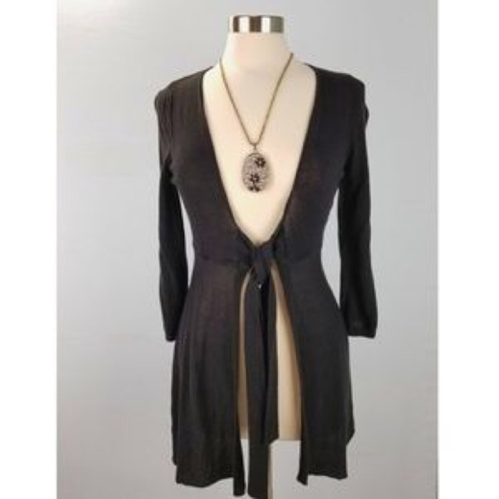 Cabi Tie Front Long Cardigan 3/4 Sleeve